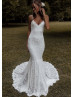 Spaghetti Straps Ivory Lace Open Back Classic Wedding Dress